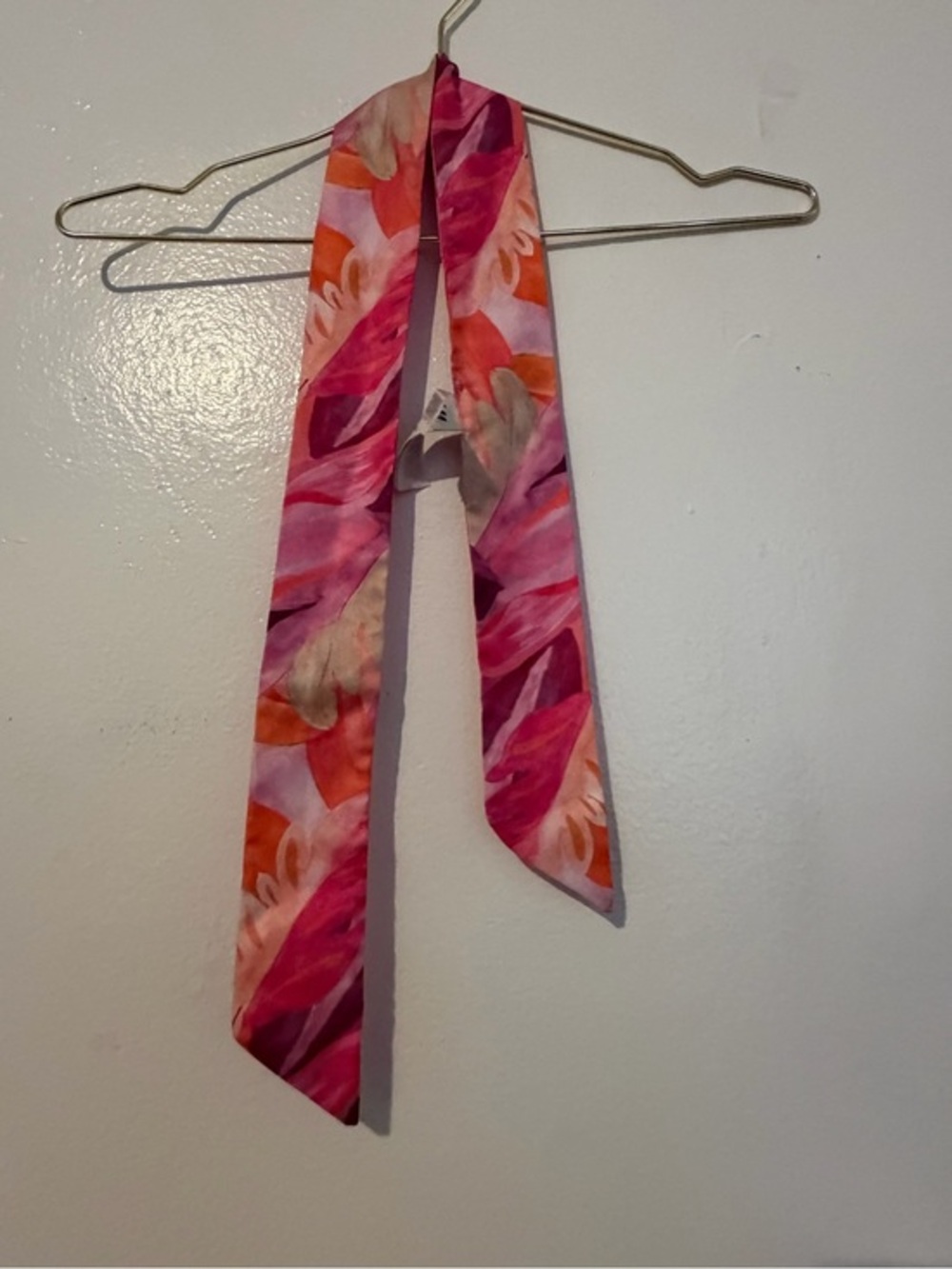 H&M Pink Tropical Print Twilly Scarf Ribbon Hair Scarf